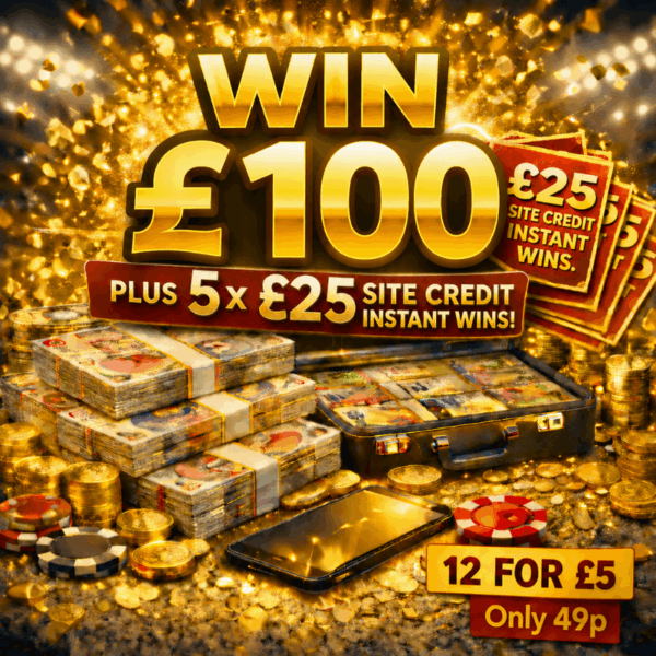 WIN £100 Tax Free Cash + 5 x £25 Site Credit Instant Wins (Automated Draw)
